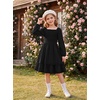 image:imageGRACE KARIN Girls Fall Cotton Dress Long Sleeve Smocked Dresses for 714Y  Layered Square Neck Lace Trim Flowy Casual School Party Formal Birthday Christmas Holiday ALine Kids ClothesBlack