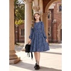image:imageGRACE KARIN Girls Fall Long Sleeve Dress Floral Ruffle Dresses Size 714  Smocked Waist Crew Neck School Casual Holiday Church Party Birthday Christmas Flowy Aline Midi DressesNavy Blue Floral