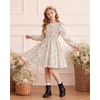 image:imageGRACE KARIN Girls Fall Long Sleeve Dress Floral Ruffle Dresses Size 714  Smocked Waist Crew Neck School Casual Holiday Church Party Birthday Christmas Flowy Aline Midi DressesApricot Floral