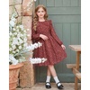image:imageGRACE KARIN Girls Fall Long Sleeve Dress Floral Ruffle Dresses Size 714  Smocked Waist Crew Neck School Casual Holiday Church Party Birthday Christmas Flowy Aline Midi DressesBurgundy Floral