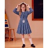 image:imageGRACE KARIN Girls Fall Long Sleeve Dress Floral Ruffle Dresses Size 714  Smocked Waist Crew Neck School Casual Holiday Church Party Birthday Christmas Flowy Aline Midi DressesNavy Blue Floral