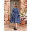 image:imageGRACE KARIN Girls Fall Long Sleeve Dress Floral Ruffle Dresses Size 714  Smocked Waist Crew Neck School Casual Holiday Church Party Birthday Christmas Flowy Aline Midi DressesNavy Blue Floral