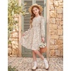 image:imageGRACE KARIN Girls Fall Long Sleeve Dress Floral Ruffle Dresses Size 714  Smocked Waist Crew Neck School Casual Holiday Church Party Birthday Christmas Flowy Aline Midi DressesApricot Floral