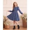 image:imageGRACE KARIN Girls Fall Long Sleeve Dress Floral Ruffle Dresses Size 714  Smocked Waist Crew Neck School Casual Holiday Church Party Birthday Christmas Flowy Aline Midi DressesNavy Blue Floral