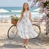 image:imageGRACE KARIN Girls Hawaiian Dress Floral Chiffon ALine Sleeveless Summer Sundress for Beach Vacation Party 716Apricot Blue Floral