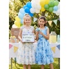 image:imageGRACE KARIN Girls Hawaiian Dress Floral Chiffon ALine Sleeveless Summer Sundress for Beach Vacation Party 716Apricot Blue Floral