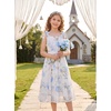 image:imageGRACE KARIN Girls Hawaiian Dress Floral Chiffon ALine Sleeveless Summer Sundress for Beach Vacation Party 716Apricot Blue Floral