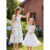 image:imageGRACE KARIN Girls Hawaiian Dress Floral Chiffon ALine Sleeveless Summer Sundress for Beach Vacation Party 716Apricot Blue Floral