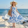 image:imageGRACE KARIN Girls Hawaiian Dress Floral Chiffon ALine Sleeveless Summer Sundress for Beach Vacation Party 716Blue Willow