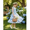image:imageGRACE KARIN Girls Hawaiian Dress Floral Chiffon ALine Sleeveless Summer Sundress for Beach Vacation Party 716Blue Willow