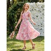 image:imageGRACE KARIN Girls Hawaiian Dress Floral Chiffon ALine Sleeveless Summer Sundress for Beach Vacation Party 716Blush Pink Paisley