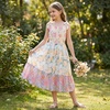 image:imageGRACE KARIN Girls Hawaiian Dress Floral Chiffon ALine Sleeveless Summer Sundress for Beach Vacation Party 716Colorblock Garden