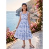 image:imageGRACE KARIN Girls Hawaiian Dress Floral Chiffon ALine Sleeveless Summer Sundress for Beach Vacation Party 716Navy White Floral