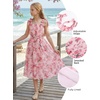 image:imageGRACE KARIN Girls Hawaiian Dress Floral Chiffon ALine Sleeveless Summer Sundress for Beach Vacation Party 716Pink Floral Green Leaf