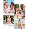 image:imageGRACE KARIN Girls Hawaiian Dress Floral Chiffon ALine Sleeveless Summer Sundress for Beach Vacation Party 716Pink Floral Green Leaf