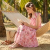 image:imageGRACE KARIN Girls Hawaiian Dress Floral Chiffon ALine Sleeveless Summer Sundress for Beach Vacation Party 716Pink Floral Green Leaf
