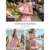 image:imageGRACE KARIN Girls Hawaiian Dress Floral Chiffon ALine Sleeveless Summer Sundress for Beach Vacation Party 716Pink Floral Green Leaf