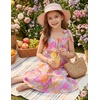 image:imageGRACE KARIN Girls Hawaiian Dress Floral Chiffon ALine Sleeveless Summer Sundress for Beach Vacation Party 716Tropical Purple Floral