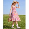 image:imageGRACE KARIN Girls Hawaiian Dress Floral Chiffon ALine Sleeveless Summer Sundress for Beach Vacation Party 716Tropical Purple Floral