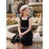 image:imageGRACE KARIN Girls Party Dress Birthday Sparkly Semi Formal Dresses 614Y  Stretchy Fabric Square Neck Bow Straps Beaded Waist Front Double Layer Skirt Hidden Back Zipper for Wedding PageantBlack