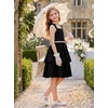 image:imageGRACE KARIN Girls Party Dress Birthday Sparkly Semi Formal Dresses 614Y  Stretchy Fabric Square Neck Bow Straps Beaded Waist Front Double Layer Skirt Hidden Back Zipper for Wedding PageantBlack
