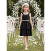 image:imageGRACE KARIN Girls Party Dress Birthday Sparkly Semi Formal Dresses 614Y  Stretchy Fabric Square Neck Bow Straps Beaded Waist Front Double Layer Skirt Hidden Back Zipper for Wedding PageantBlack