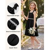 image:imageGRACE KARIN Girls Party Dress Birthday Sparkly Semi Formal Dresses 614Y  Stretchy Fabric Square Neck Bow Straps Beaded Waist Front Double Layer Skirt Hidden Back Zipper for Wedding PageantBlack