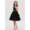 image:imageGRACE KARIN Girls Party Dress Birthday Sparkly Semi Formal Dresses 614Y  Stretchy Fabric Square Neck Bow Straps Beaded Waist Front Double Layer Skirt Hidden Back Zipper for Wedding PageantBlack