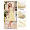 image:imageGRACE KARIN Girls Sequin Tulle Halter Dress Party Formal Gown  Sparkly Glitter Sequins Soft Tulle Skirt Satin Bow Belt KneeLength Hidden Zipper Back for Birthday Wedding PageantChampagne Gold