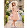 image:imageGRACE KARIN Girls Sequin Tulle Halter Dress Party Formal Gown  Sparkly Glitter Sequins Soft Tulle Skirt Satin Bow Belt KneeLength Hidden Zipper Back for Birthday Wedding PageantRose Gold