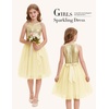 image:imageGRACE KARIN Girls Sequin Tulle Halter Dress Party Formal Gown  Sparkly Glitter Sequins Soft Tulle Skirt Satin Bow Belt KneeLength Hidden Zipper Back for Birthday Wedding PageantChampagne Gold