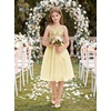 image:imageGRACE KARIN Girls Sequin Tulle Halter Dress Party Formal Gown  Sparkly Glitter Sequins Soft Tulle Skirt Satin Bow Belt KneeLength Hidden Zipper Back for Birthday Wedding PageantChampagne Gold