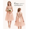 image:imageGRACE KARIN Girls Sequin Tulle Halter Dress Party Formal Gown  Sparkly Glitter Sequins Soft Tulle Skirt Satin Bow Belt KneeLength Hidden Zipper Back for Birthday Wedding PageantRose Gold