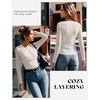 image:imageGRACE KARIN Mesh Long Sleeve Tops for WomenWrap V Neck Boho Top Dressy CasualRuched Floral Blouses Fall Fashion ClothesBeige White