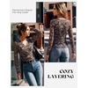 image:imageGRACE KARIN Mesh Long Sleeve Tops for WomenWrap V Neck Boho Top Dressy CasualRuched Floral Blouses Fall Fashion ClothesDark Coffee