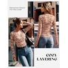 image:imageGRACE KARIN Mesh Long Sleeve Tops for WomenWrap V Neck Boho Top Dressy CasualRuched Floral Blouses Fall Fashion ClothesPink Brown