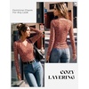 image:imageGRACE KARIN Mesh Long Sleeve Tops for WomenWrap V Neck Boho Top Dressy CasualRuched Floral Blouses Fall Fashion ClothesRed Brown