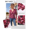 image:imageGRACE KARIN Mesh Long Sleeve Tops for WomenWrap V Neck Boho Top Dressy CasualRuched Floral Blouses Fall Fashion ClothesRed Rose