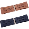 image:imageGRACE KARIN Wide Belts for Women Elastic Waist Belt  3 inch wide stretchy waistband Woven design Golden buckle For dresses skirt Vintage casual boho western styleBrown and Navy