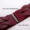 image:imageGRACE KARIN Wide Belts for Women Elastic Waist Belt  3 inch wide stretchy waistband Woven design Golden buckle For dresses skirt Vintage casual boho western styleBurgundy