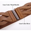 image:imageGRACE KARIN Wide Belts for Women Elastic Waist Belt  3 inch wide stretchy waistband Woven design Golden buckle For dresses skirt Vintage casual boho western styleCognac Brown