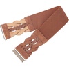 image:imageGRACE KARIN Wide Belts for Women Elastic Waist Belt  3 inch wide stretchy waistband Woven design Golden buckle For dresses skirt Vintage casual boho western styleBrown