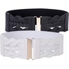 image:imageGRACE KARIN Wide Belts for Women Elastic Waist Belt  3 inch wide stretchy waistband Woven design Golden buckle For dresses skirt Vintage casual boho western styleBlack and White