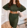 image:imageGRACE KARIN Wide Belts for Women Elastic Waist Belt  3 inch wide stretchy waistband Woven design Golden buckle For dresses skirt Vintage casual boho western styleBrown