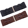 image:imageGRACE KARIN Wide Belts for Women Elastic Waist Belt  3 inch wide stretchy waistband Woven design Golden buckle For dresses skirt Vintage casual boho western styleBlack and Coffee