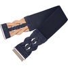 image:imageGRACE KARIN Wide Belts for Women Elastic Waist Belt  3 inch wide stretchy waistband Woven design Golden buckle For dresses skirt Vintage casual boho western styleBrown and Navy