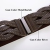 image:imageGRACE KARIN Wide Belts for Women Elastic Waist Belt  3 inch wide stretchy waistband Woven design Golden buckle For dresses skirt Vintage casual boho western styleDark Brown