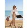 image:imageGRACE KARIN Womens 2026 Summer Wide Leg Palazzo Pants Elastic High Waisted Boho Casual Flowy Beach Pants with PocketsBrown Floral