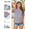 image:imageGRACE KARIN Womens Boho Tops Summer Spring Cotton Floral Blouses Short Sleeve Print Shirts V Neck Beach Vacation Clothes 2026White Blue Orange Floral