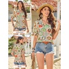 image:imageGRACE KARIN Womens Boho Tops Summer Spring Cotton Floral Blouses Short Sleeve Print Shirts V Neck Beach Vacation Clothes 2026White Green Hexagonal Floral
